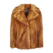 Luxe Faux Fur Shearling Jas Stand Studio , Brown , Dames