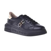 Trainers in black leather and gold laminated leather Baldinini , Multi...