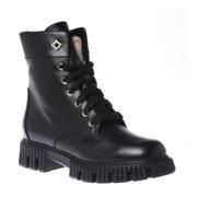 Combat boots in black leather Baldinini , Black , Dames