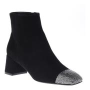 Ankle boots in black suede with rhinestones Baldinini , Black , Dames