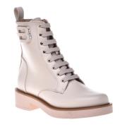 Combat boots in vanilla leather Baldinini , Beige , Dames