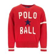 Katoenen Gebreide Crew Neck Pullover Polo Ralph Lauren , Red , Heren