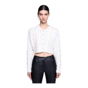 Cardigan crop met strass Silvian Heach , White , Dames