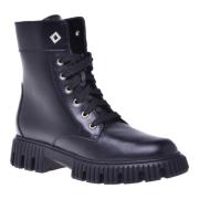 Combat boots in black leather Baldinini , Black , Dames