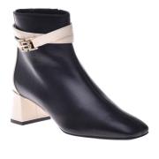 Ankle boots in vanilla and black leather Baldinini , Multicolor , Dame...