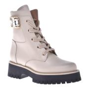 Combat boots in vanilla leather Baldinini , Beige , Dames