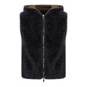 Luxe Gewatteerde Bontvest Brunello Cucinelli , Black , Dames