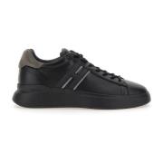 Zwarte Leren Heren Sneakers Hogan , Black , Heren