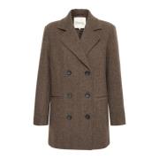 Klassieke Wollen Jas Seal Brown Melange My Essential Wardrobe , Brown ...