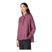 Kasjmier Katoenen Blouse met Gerimpelde Kraag Massimo Alba , Purple , ...