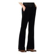 Fluwelen Wijde Pijp Broek Massimo Alba , Black , Dames