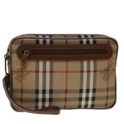 Pre-owned Leather clutches Burberry Vintage , Brown , Dames