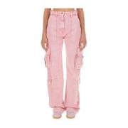 Cargo Jeans Wijde Broek Vrouwen Msgm , Pink , Dames