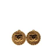 Pre-owned Metal earrings Chanel Vintage , Yellow , Dames