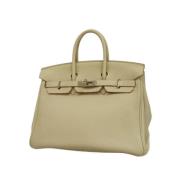 Pre-owned Leather handbags Hermès Vintage , Beige , Dames