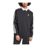 Rugby Polo Tee in klassieke stijl Adidas , Black , Heren