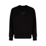 Zwarte Logo Sweatshirt Ronde Hals Lange Mouw Armani , Black , Heren