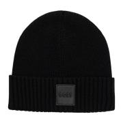 Zwarte wollen beanie muts Hugo Boss , Black , Heren