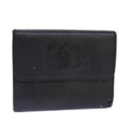 Pre-owned Leather wallets Chanel Vintage , Black , Dames