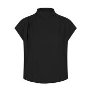 Zwart Gedrapeerd Jersey Top Dante 6 , Black , Dames