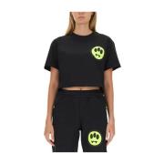 Cropped Fit T-Shirt Barrow , Black , Dames