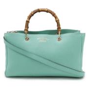 Pre-owned Leather totes Gucci Vintage , Blue , Dames