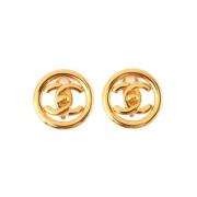 Pre-owned Fabric earrings Chanel Vintage , Yellow , Dames