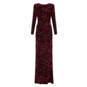 Chenille Pailletten Borduurjurk Elisabetta Franchi , Red , Dames