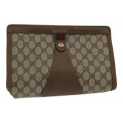 Pre-owned Leather clutches Gucci Vintage , Brown , Dames