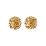 Pre-owned Fabric earrings Chanel Vintage , Yellow , Dames