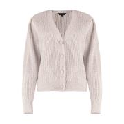 V-hals Cardigan met Ballonmouwen Bloomings , Beige , Dames