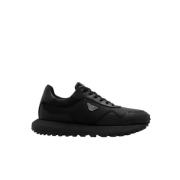 Zwarte herensneakers met rubberen zool Armani , Black , Heren