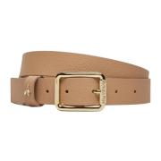 Beige Gehamerde Leren Riem Patrizia Pepe , Beige , Dames