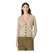 Kasjmier V-hals Vest Massimo Alba , Beige , Dames