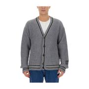 Italiaanse Wolmix V-hals Vest Msgm , Gray , Heren