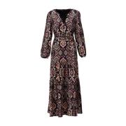 Boho Maxi Jurk met Uniek Ontwerp K-Design , Multicolor , Dames