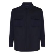 Navy Oversized Shirt Jacket met Zakken Eleventy , Blue , Heren