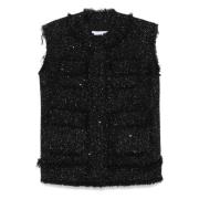 Stijlvolle Polyester Vest voor Vrouwen Msgm , Black , Dames