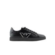 Sneakers met Adelaarpatch van Leer Armani , Black , Heren