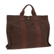 Pre-owned Canvas handbags Hermès Vintage , Brown , Dames