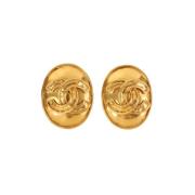 Pre-owned Metal earrings Chanel Vintage , Yellow , Dames