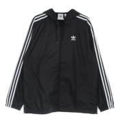 Zwarte Windbreaker Jas met 3 Strepen Adidas , Black , Heren