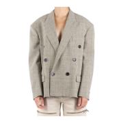 Ivoor en Zwart Wol Blazer Isabel Marant , Beige , Dames