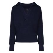 Navy V-Hals Gebreide Trui Sweater Pinko , Blue , Dames