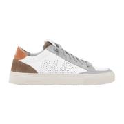 Witte Sneakers met Oranje Details P448 , Multicolor , Heren