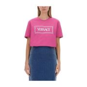 Vintage Logo T-Shirt Versace , Pink , Dames