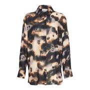 Bruine Abstracte Print Overhemdblouse Gestuz , Brown , Dames