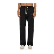 Monogram Straight Katoenen Broek Palm Angels , Black , Heren