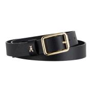 Zwarte gehamerde leren riem Patrizia Pepe , Black , Dames