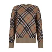 Vintage Check Intarsia Gebreide Trui Burberry , Multicolor , Dames